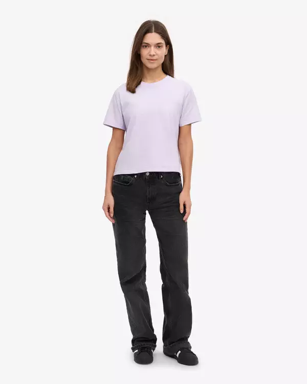 Colorful Standard Organic Boxy Crop Tee Soft Lavender Damen flieder